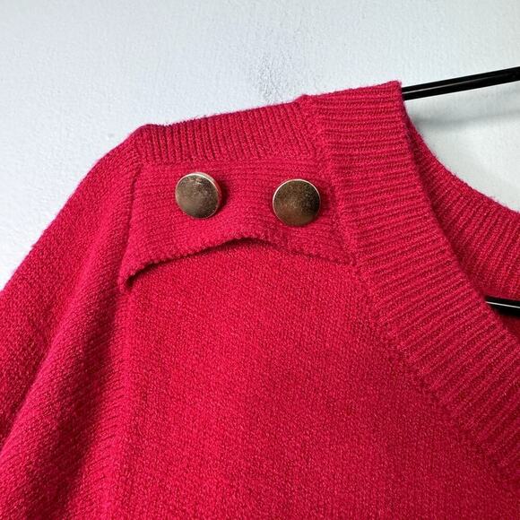 Lane Bryant Red Pullover Sweater Gold Button Shoulder Detail Women's Size 22/24 - Picture 8 of 12